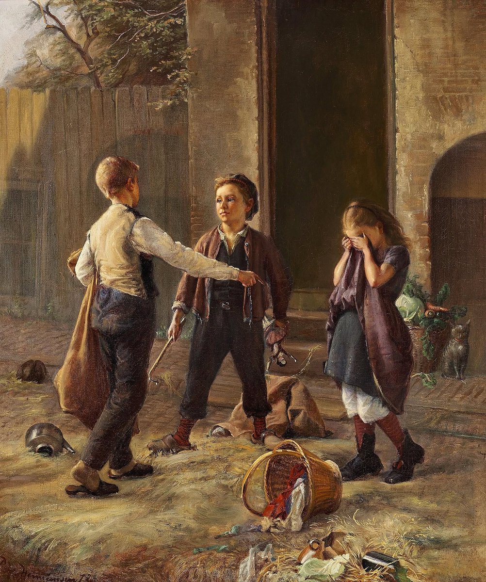 arte_angela's tweet photo. CHRISTIAN PRAM-HENNINGSEN
Pintor Danés
1846-1892
Óleo s/ Lienzo - 54x45 cm
"El Niño Travieso" - 1872 https://t.co/1py2vfAGeN