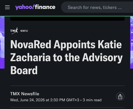wpxnc68929231's tweet photo. NOVARED MINING CONTINUES TO BUILD MOMENTUM

The more I read about Katie Zacharia, the more strategic this move looks

Her experience spans legal affairs, public policy, stakeholder engagement, communications and government relations 
She has advised major organizations, worked in the White House and built relationships across both public and private sectors

Meanwhile NovaRed Mining Inc OTC: $NREDF keeps adding substance behind the story

The company oversees a 39,726-acre copper-gold project, holds a 70% earn-in interest at Wilmac, has identified 3 drill-ready targets, and expanded MetalCore from approximately 305,000 records to more than 2.7 million records

The market has rewarded that execution with approximately 1,440% total appreciation from earlier levels

My fair value estimate remains around C$8+

Just flow notes

$GRAB $UBER $LYFT $DIDI