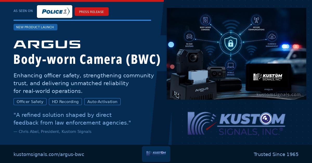 KustomSignals's tweet photo. Featured Police1: The next generation of officer safety &amp; trust-building body worn cameras is here.

https://t.co/mteLeL80s9

→ Question CTA: What's the most important feature your agency looks for in a body-worn camera?
#Argus #BodyCamera #LawEnforcement #OfficerSafety #Police1 https://t.co/lJVY87rxHk
