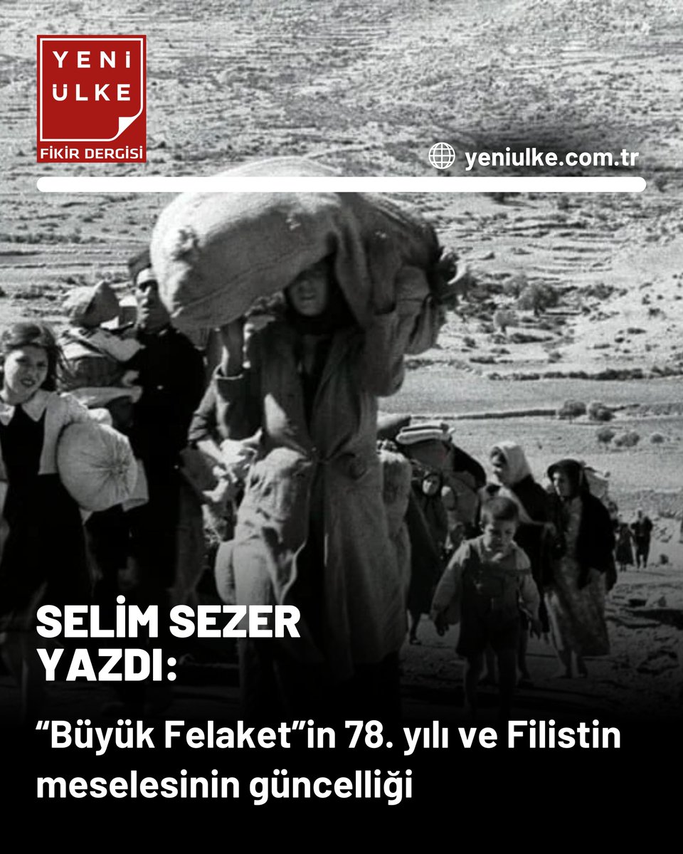 yeniulkedergisi's tweet photo. 📌 Filistin meselesinin zaman zaman sorunlu zeminler üzerinde konuşulduğunu da belirtmek gerekiyor. Son yıllarda, İsrail’in tarihinin en köktenci hükümeti tarafından yönetilmesinin de etkisiyle sorun dar dinsel bağlamda ele alınır hale geldi. Bir yerleşimci-yerli çatışması yahut yerleşimci sömürgeciliğine karşı yerli halkın direnişi olan mesele, bir Yahudi-Müslüman savaşı olarak betimlenir hale geldi ve dinsel retorikler giderek daha fazla kullanılmaya başladı.

✍️ Selim Sezer- “Büyük Felaket”in 78. yılı ve Filistin meselesinin güncelliği

🔗 https://t.co/rKpV6YfX30