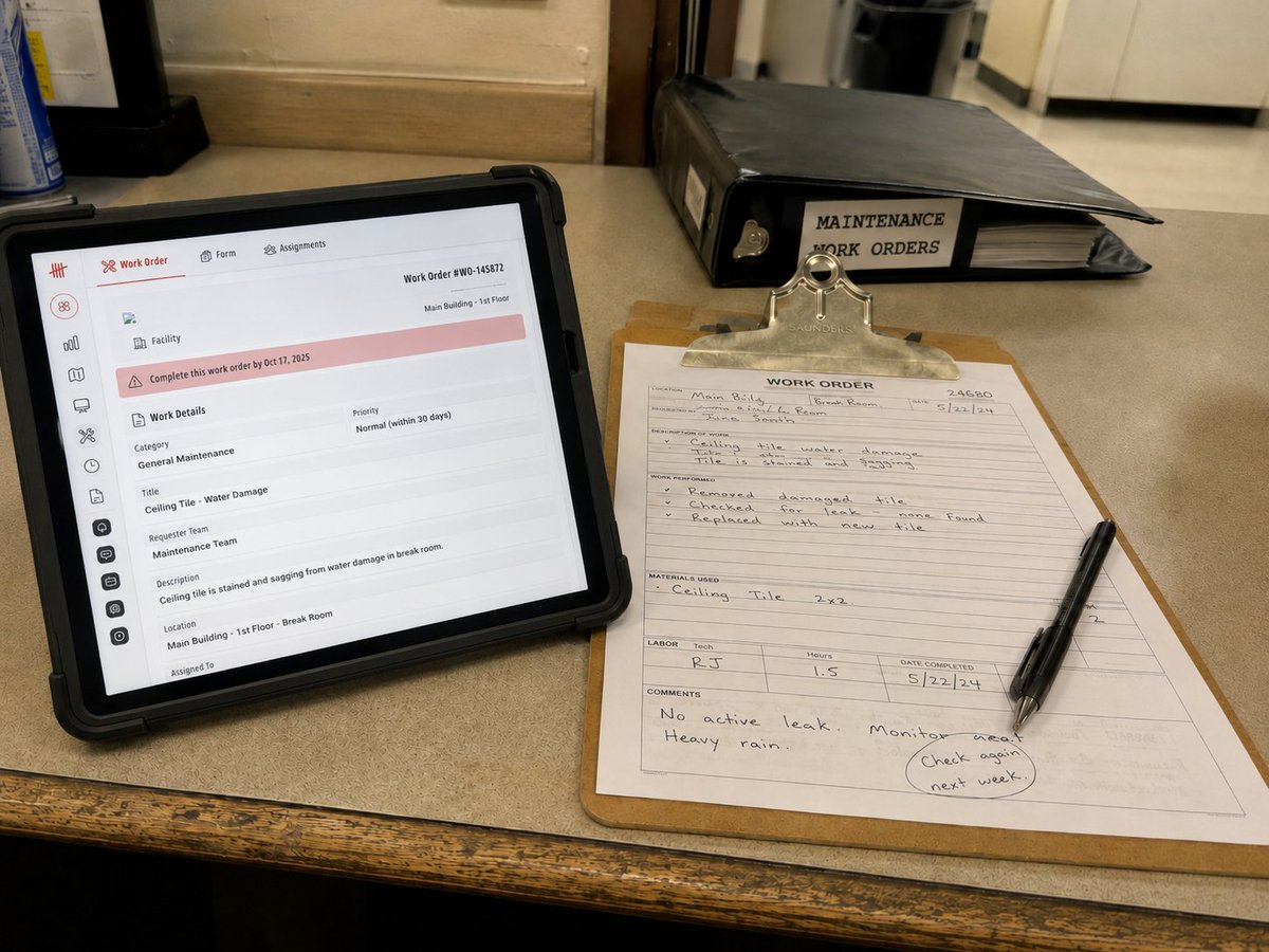 HeadCountSuite's tweet photo. A lot of teams think they’ve gone digital.

Then they print the work order.

Hand it to a tech.

Get handwritten notes back.

Re-enter everything later.

That’s not really digital.

That’s paper with extra steps. https://t.co/BEFQVXpFjM