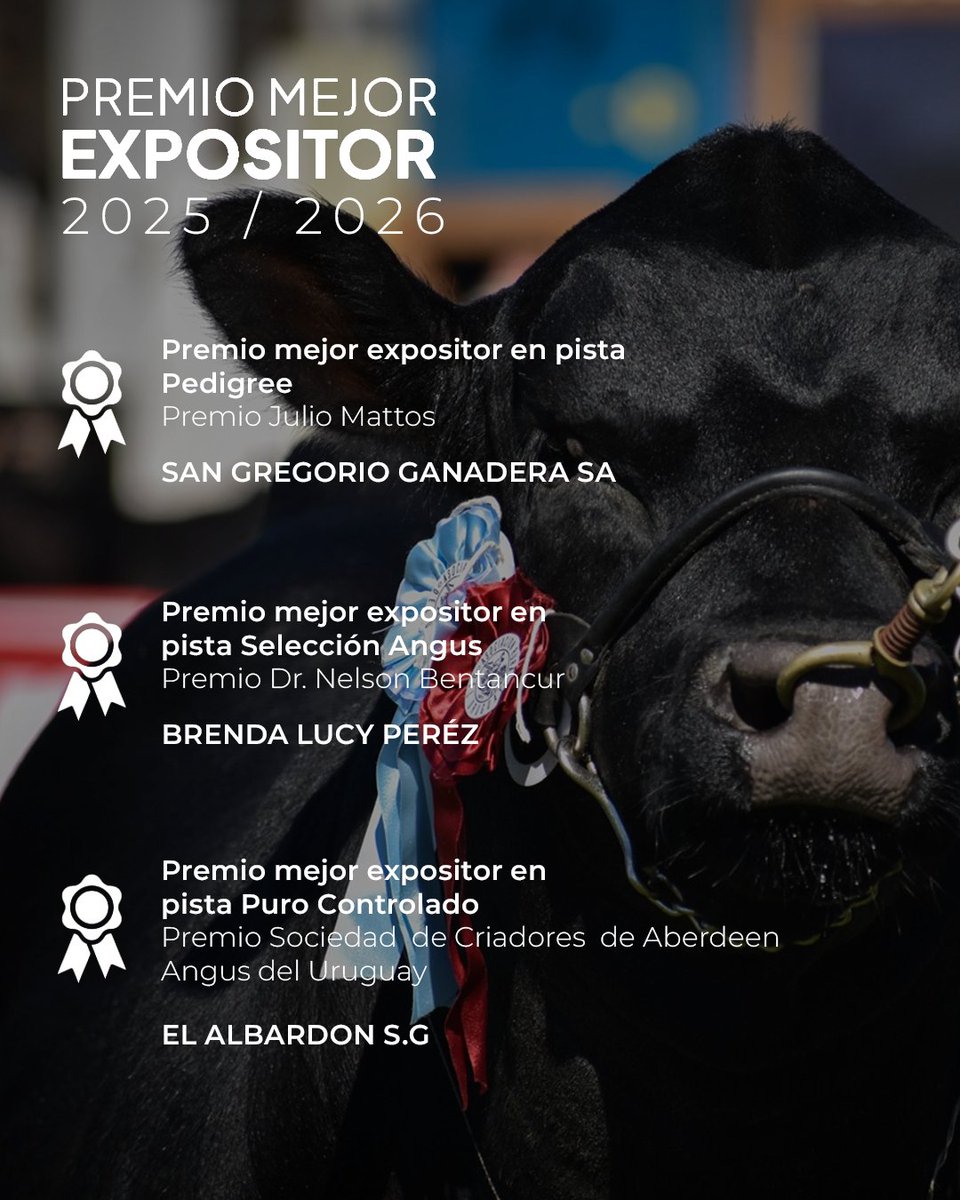 AngusUruguay's tweet photo. ¡Felicitaciones a las cabañas ganadoras! 
📖 El ranking completo de puntuaciones y cabañas será publicado en el Anuario Angus 2026. ✨ https://t.co/BBwhuse3EX