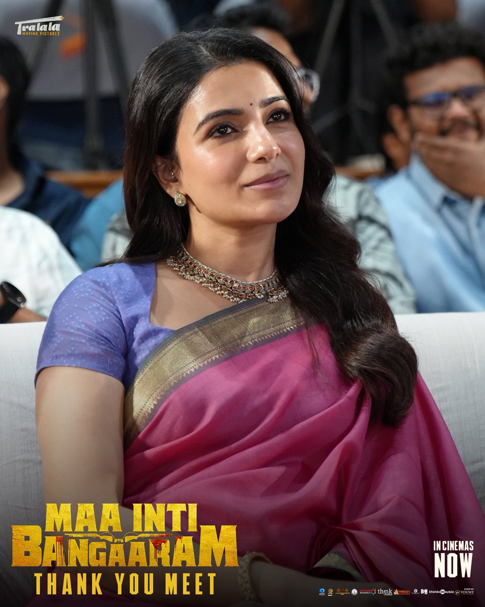 TralalaPictures's tweet photo. Stealing hearts with every smile. ❤️✨

Gorgeous @Samanthaprabhu2 shines bright at The #MaaIntiBangaaram Thank You Meet. 🔥

▶️ WATCH LIVE HERE: https://t.co/rIoQYR0G14

#MaaIntiBangaaram in cinemas now 🎬 https://t.co/sEYAahUh2S