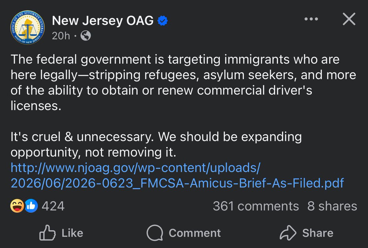 LyndaNJPatriot's tweet photo. Illegals who can’t read write or speak English should not be driving vehicles to murder our citizens!  Why do Democrats continue to choose illegals over the lives of American citizens?  

@wakeupnj 
@DAGToddBlanche 
@AlinaHabba https://t.co/9PpIJhX84m