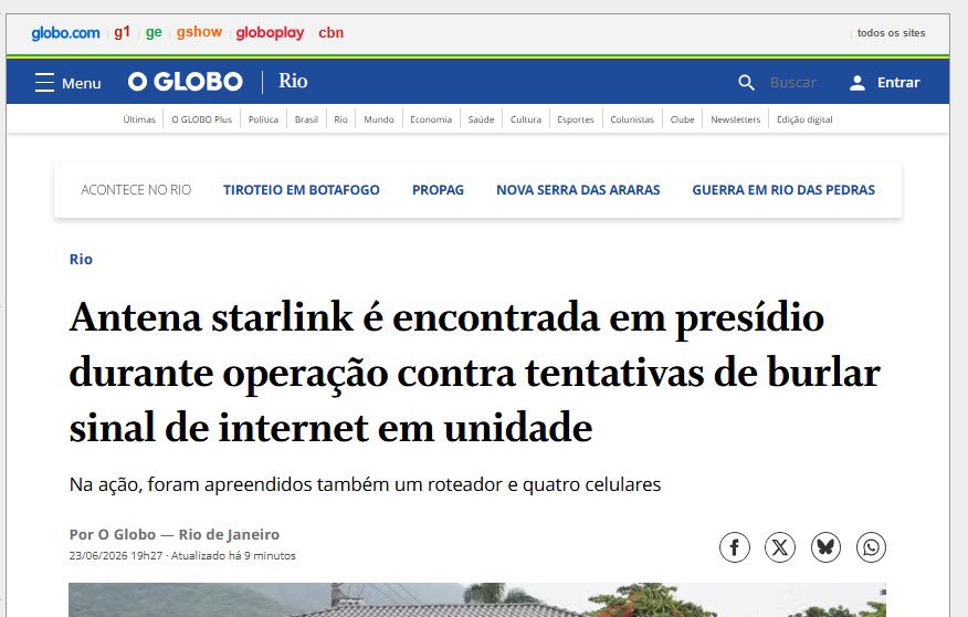 mfriasoficial's tweet photo. Celulares nos presídios brasileiros são um dos maiores vetores do crime organizado. Com seus aparelhos em mãos, os líderes de facções ordenam execuções, planejam ataques e coordenam golpes de dentro da prisão. 

No governo do PT, em vez de tolerância zero com os bandidos, zero de tolerância com as pessoas honestas e todas as regalias para os queridinhos da esquerda, incluindo antena da Starlink. 

Bandidolatria com alta tecnologia para garantir a "cervejinha".