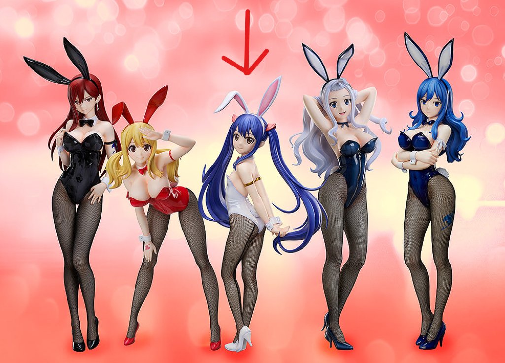 AI_EmeraldApple's tweet photo. This is the new target for the moral panic outragers... the bunny figure for Wendy from the anime Fairy Tail.

Just more weirdos melting down over fiction while these same people were completely silent about the 250k victims in the UK, or the epidemic of trans kids grooming, or etc.   

If you pay attention to the "usual suspects," many of these people are ones with pronouns in their bio, watermelon emoji, and have LGBTQ ships in their posts.

While they are ignoring the real-world crimes, they are spending their time age-policing fictional content. The manga has plenty of panels where she is in even more lewd situations, and no one batted an eye in Japan.

Just more projecting weirdos doing the stereotypical "reaction formation" as their internal degenerate attraction to real-world minors causes them to crash out at anything, even if it's fictional.