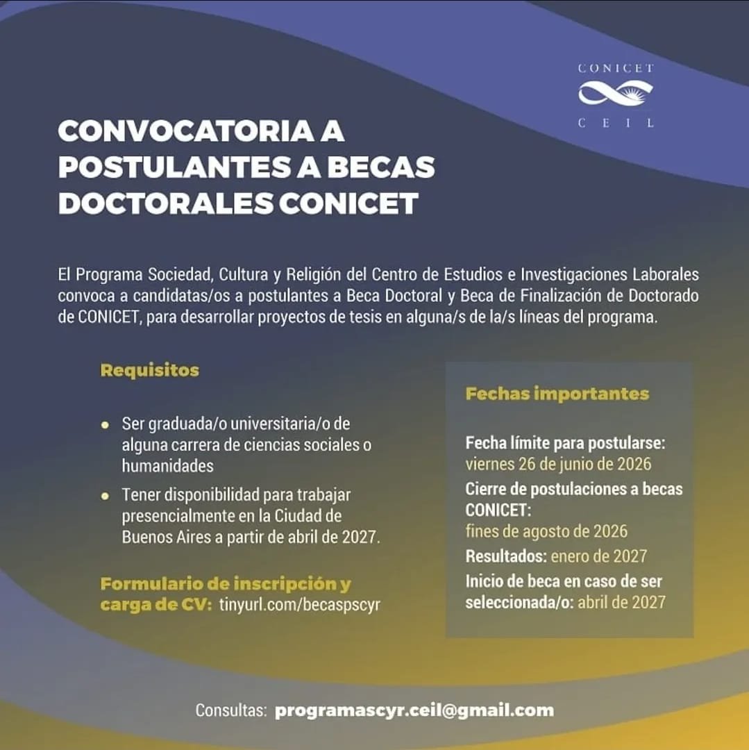 ndvoskin's tweet photo. Últimos días. Si tenés ganas de postularte a beca doctoral CONICET, en el PSCyR-CEIL, en Bs As, estamos buscando becarios/as.

En lo que a mí respecta, busco candidatos/as interesados/as en investigar temas de historia de las ideas y narrativas económicas.

Mis DM están abiertos https://t.co/WQcK49nJzc