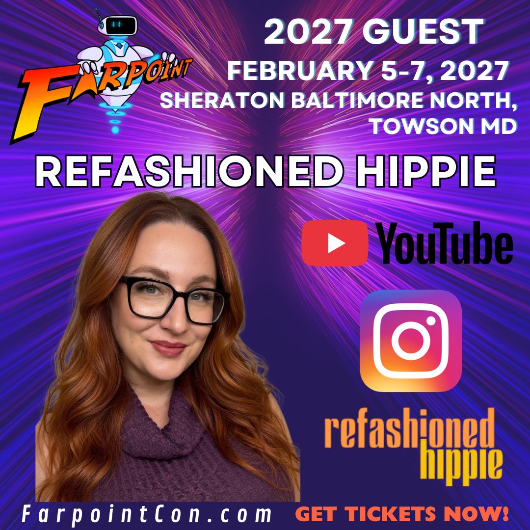 FarpointCon's tweet photo. Refashioned Hippie is an internet personality who promotes thrifting, upcycling and environmental consciousness in style, balancing entrepreneurship with motherhood and has even written books about her experiences. We're so excited to welcome her again to the Farpoint Convention! https://t.co/5SpfaE2siK