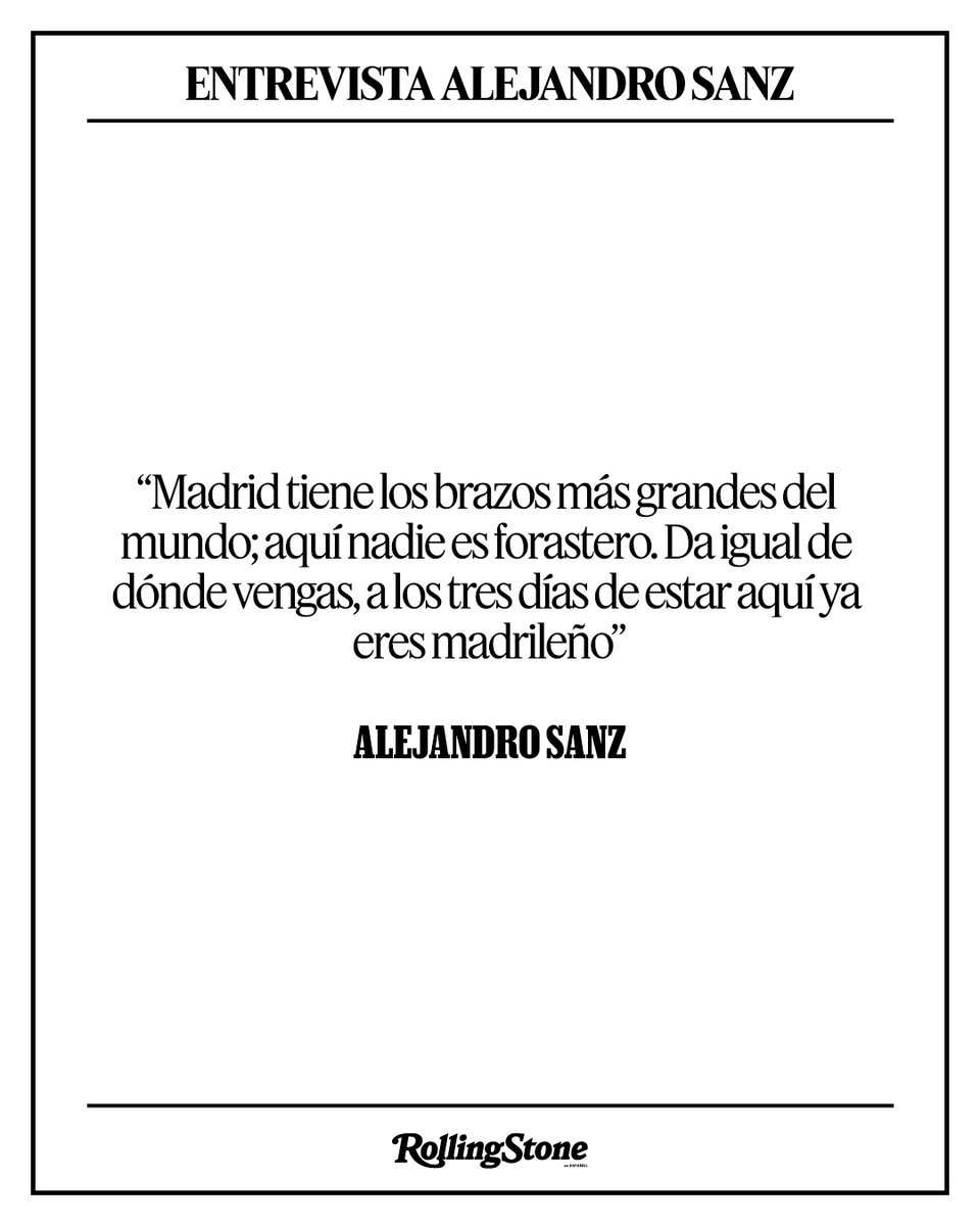 bailoconvosok's tweet photo. Alejandro Sanz: El eterno madrileño
El músico español ha forjado una trayectoria que resignifica lo trascendental, donde sus raíces son mucho más que un hogar @AlejandroSanz 

#RollingStoneEnEspañol #RollingStone #AlejandroSanz #Sanz https://t.co/NNn8VBq1LY
