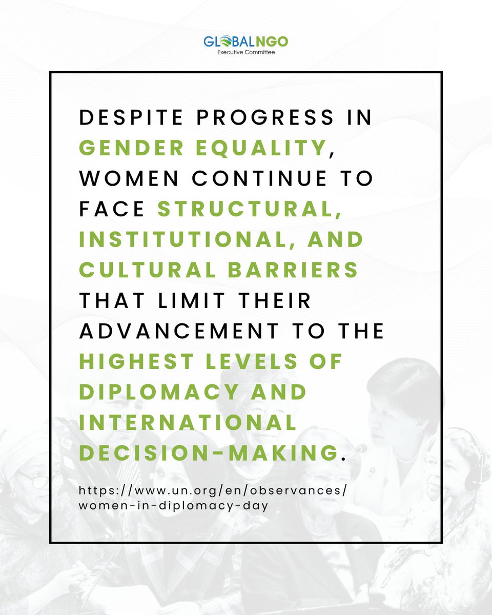 gnec_ngo's tweet photo. 🕊️Today we celebrate the women shaping diplomacy and international cooperation worldwide.

Progress has been made, but equal representation in leadership and decision-making remains essential for a more inclusive future🤝✨

#WomenInDiplomacy #GNEC https://t.co/h3isZUoq87