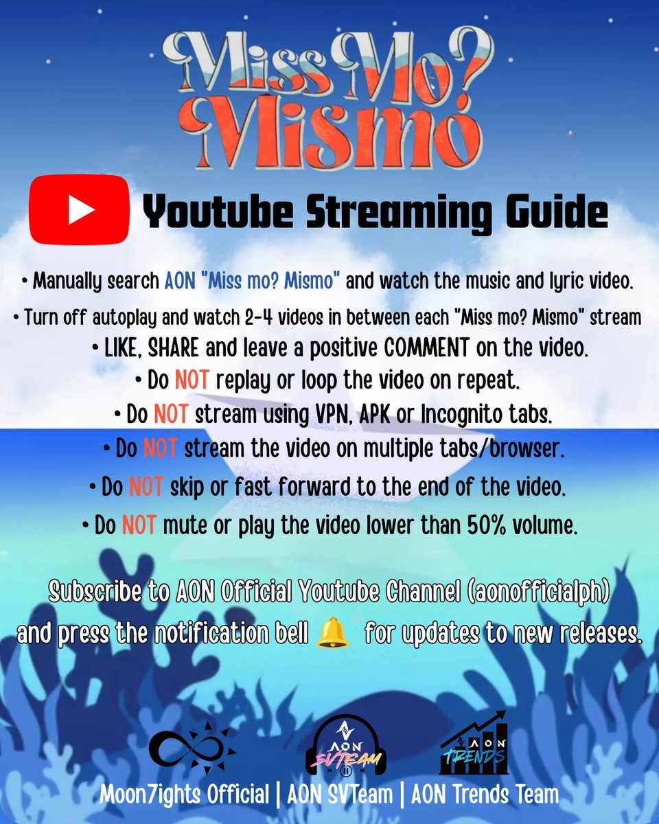 AONsvteam's tweet photo. ▶️ YOUTUBE Streaming Guide 

Miss Mo? Mismo 🎶
📍Available on all streaming platforms.

- YouTube Music: https://t.co/BqZvffHmRO

- Youtube: (Lyric Video)
https://t.co/IvLzV2DvoX

Let us stream and make every STREAM Counts!

@aonofficialph #AON
 #MissMo #Streaming  #PPOP https://t.co/6EuHBBZ4WE