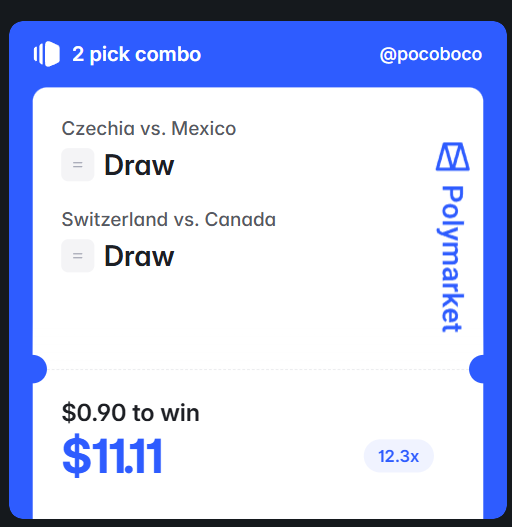 chandan28882's tweet photo. I just built a combo on @Polymarket.

As per my analysis, these two matches will be very close  and I am taking my chances here.

Trade against me and prove me wrong here. https://t.co/RmwHGlnQqp