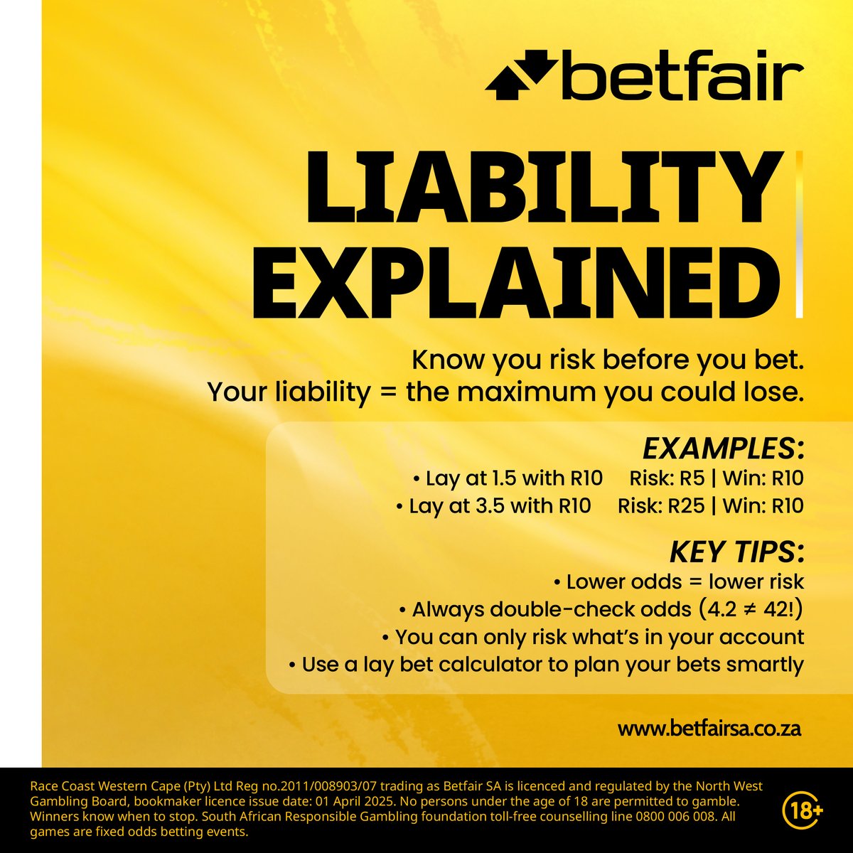 BetfairSA's tweet photo. Back it. Lay it. Own both sides of the game on the Betfair Exchange. 💡 https://t.co/xPhA3Rsn75