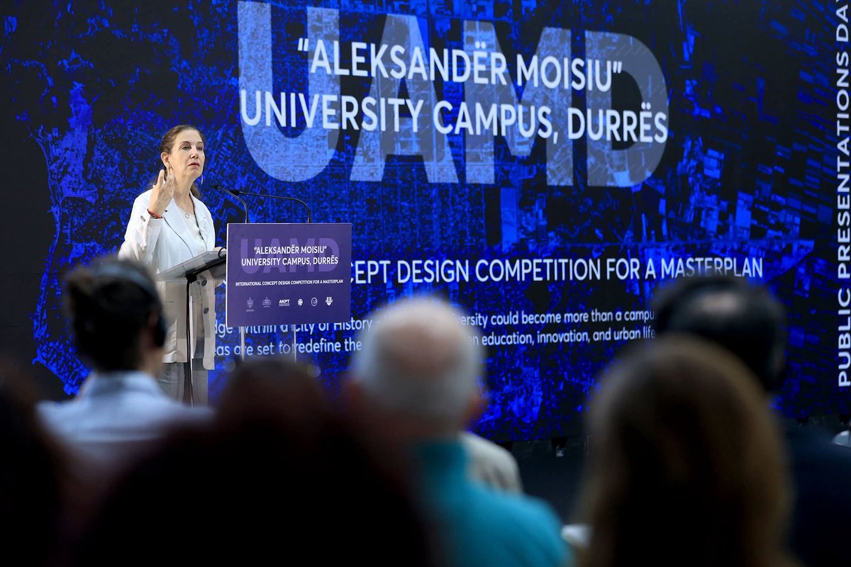 MirelaKumbaro's tweet photo. Punë fantastike e prezantuar nga ekipet finaliste për kampusin universitar “Aleksandër Moisiu”, Durrës📌ku më shumë se projekti i ndërtimit të godinave universitare, hidhen themelet e së ardhmes së qytetit e bashkëjetesës së tij me dijen, kërkimin shkencor dhe botën akademike🎓 https://t.co/WzGNxhOcvm