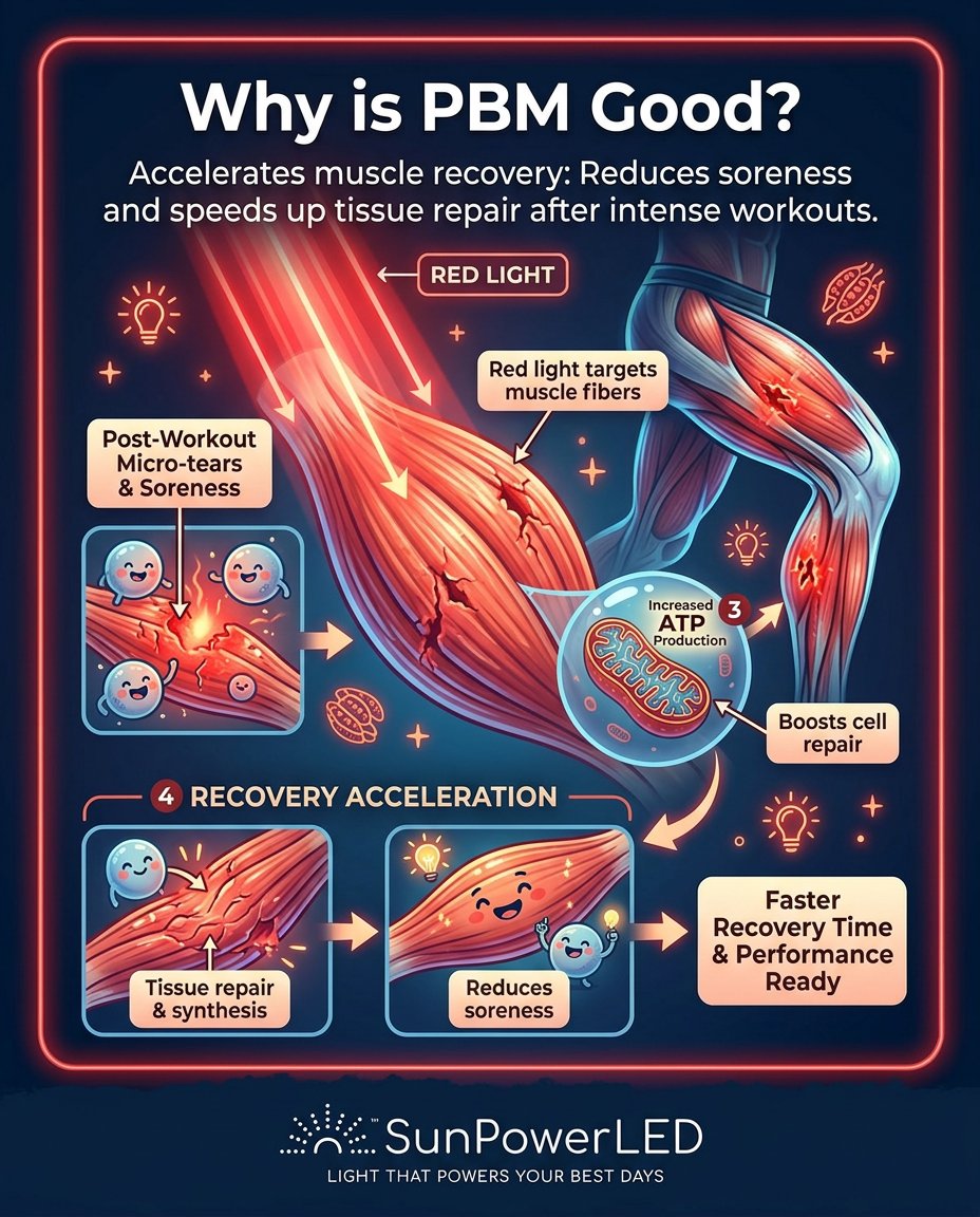 SunPowerLED's tweet photo. An increasing number of professional and amateur sports teams are using Photobiomodulation as a standard treatment in a broader protocol of athlete wellness and recovery. PBM has been shown to help repair not only stressed and sore muscles, but to repair damaged tissue from both over-exertion and external forces (ie. torn tendons from workplace injuries, etc.)
See the full line of products to help your quality of life at https://t.co/CbSPVxefE6

#sunpowerled #PBM #photobiomodulation #redlighttherapy #lightthatpowersyourbestdays