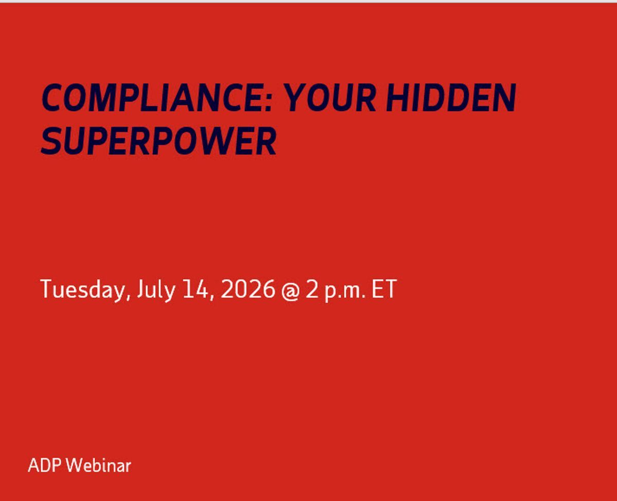 EricTPlotkin's tweet photo. [Webcast] Compliance isn't just risk—it's a competitive advantage. Join us to explore how it drives trust, transparency, and better workplaces:  Fairness, pay transparency, AI + data.
https://t.co/jBO8e70kGT https://t.co/0X8zroaPzN