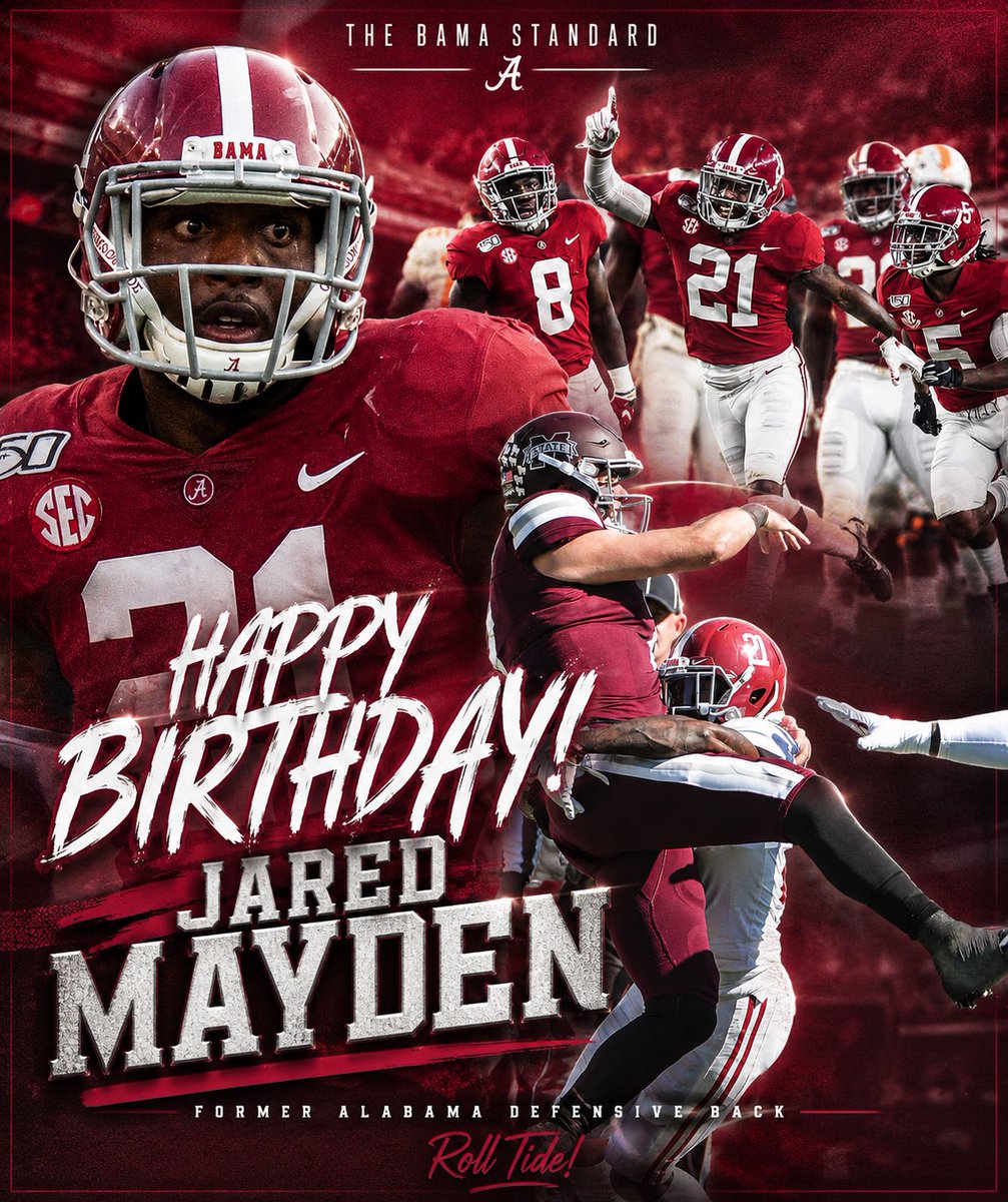 TheBamaStandard's tweet photo. Happy Birthday to former Alabama defensive back Jared Mayden! 🎂 

May God continue to bless you immeasurably more and Roll Tide! 🔥

#CollegeFootball #RollTide #BamaFactor https://t.co/YJqaCCcIql