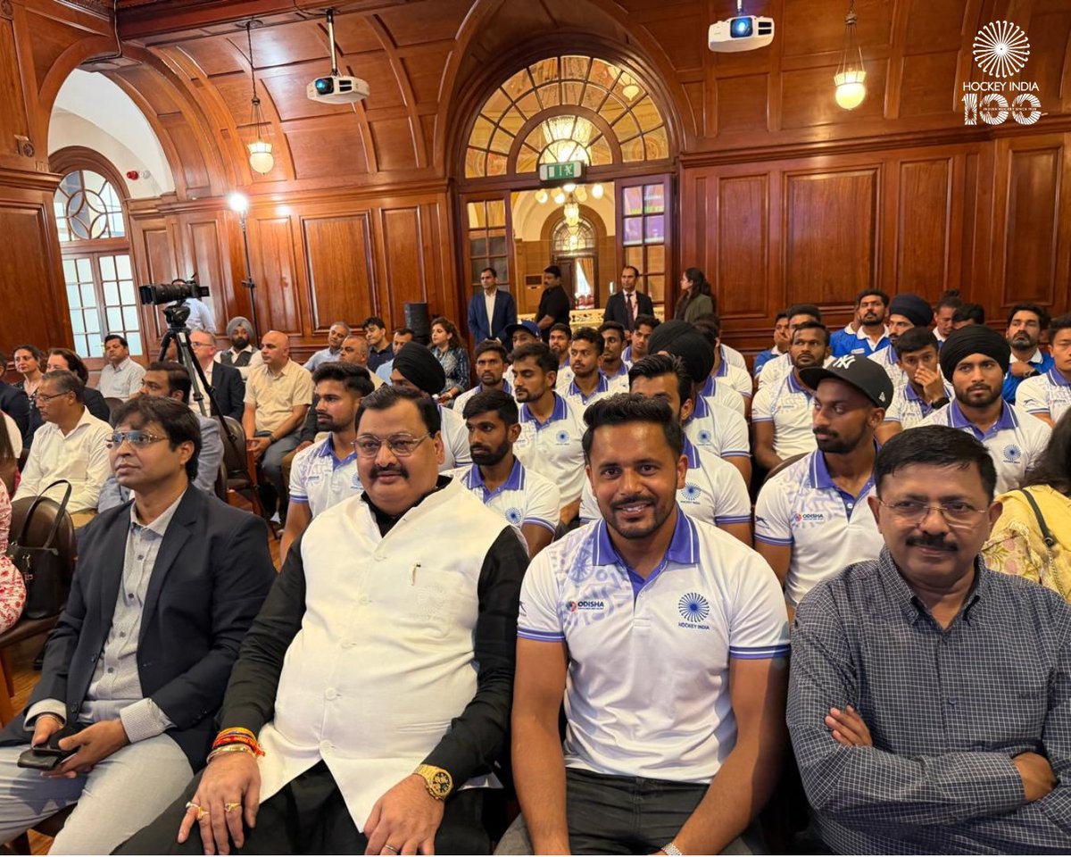 TheHockeyIndia's tweet photo. The Indian Senior Men’s Hockey Team was hosted for lunch today in London by Shri Periasamy Kumaran, High Commissioner of India to the United Kingdom, during their ongoing FIH Hockey Pro League 2025–26 tour of England.

Also gracing the occasion were Shri Kartik Pande (Deputy High Commissioner of India to the UK), Shri Rakesh Dahiya (First Secretary – Trade, Tourism & OCI), Ms. Kathleen Russ (Chair, England Hockey), Dr. Dilip Tirkey (President, Hockey India), Shri Bhola Nath Singh (Secretary General, Hockey India), Shri Sekar J. Manoharan (Treasurer, Hockey India) and Cdr. RK Srivastava (Director General, Hockey India).

An afternoon of meaningful conversations, camaraderie and support for Indian hockey ahead of the upcoming matches. 🏑

#HockeyIndia #IndiaKaGame #FIHProLeague