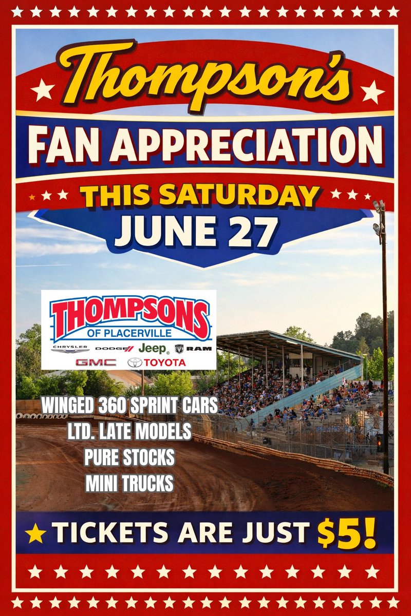 pvillespeedway's tweet photo. We are two days away from $5 Thompson's Fan Appreciation Night and the weather is looking spot on!

Tickets: At the gate or https://t.co/y9EVEB5Cmc

Details: https://t.co/Qfa6ovLdyA https://t.co/IPJjXKSDqp