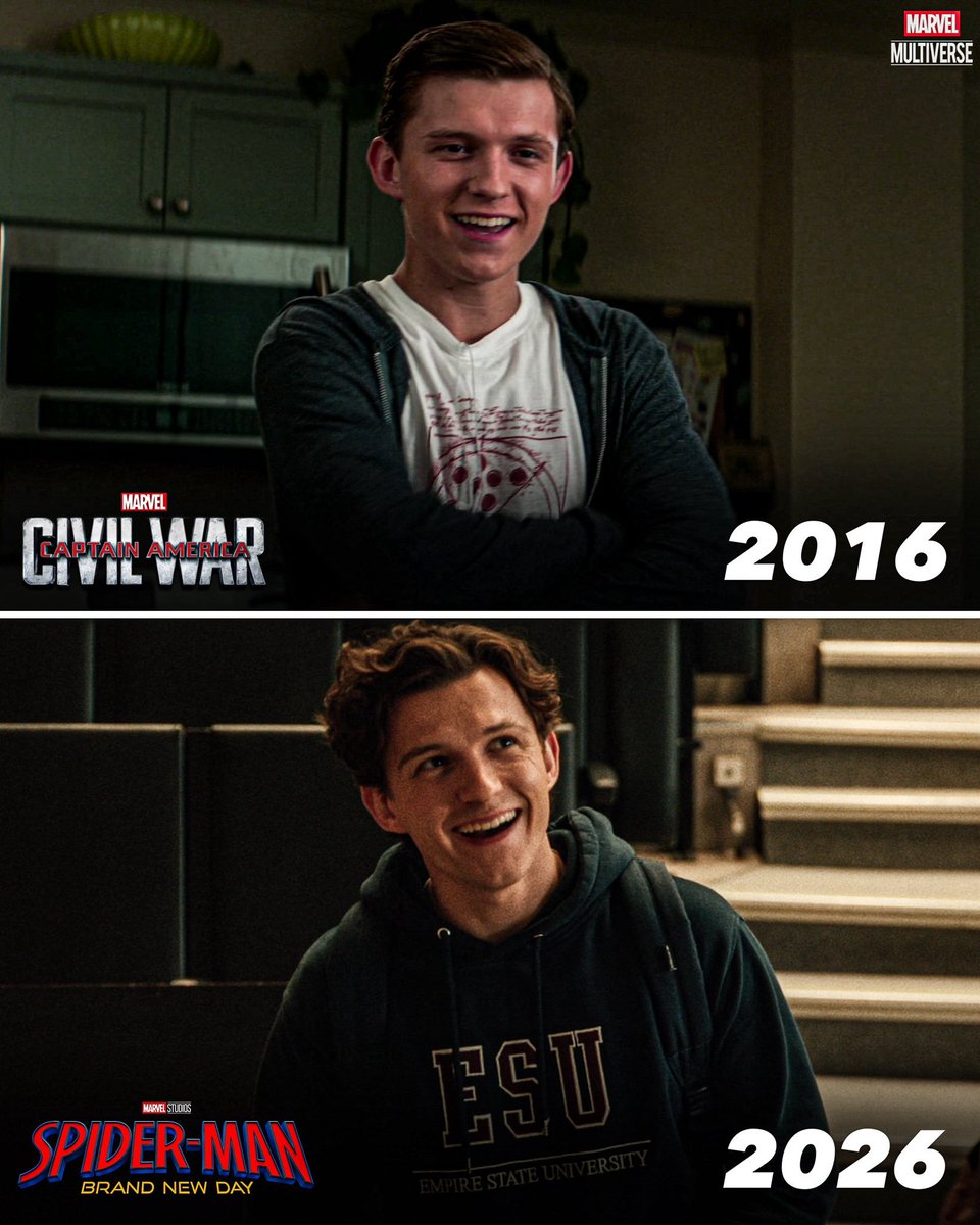 Anirudhwrites's tweet photo. 10 years of Tom Holland as Peter Parker 

#SpiderManBrandNewDay� https://t.co/nPDwpTj6oO