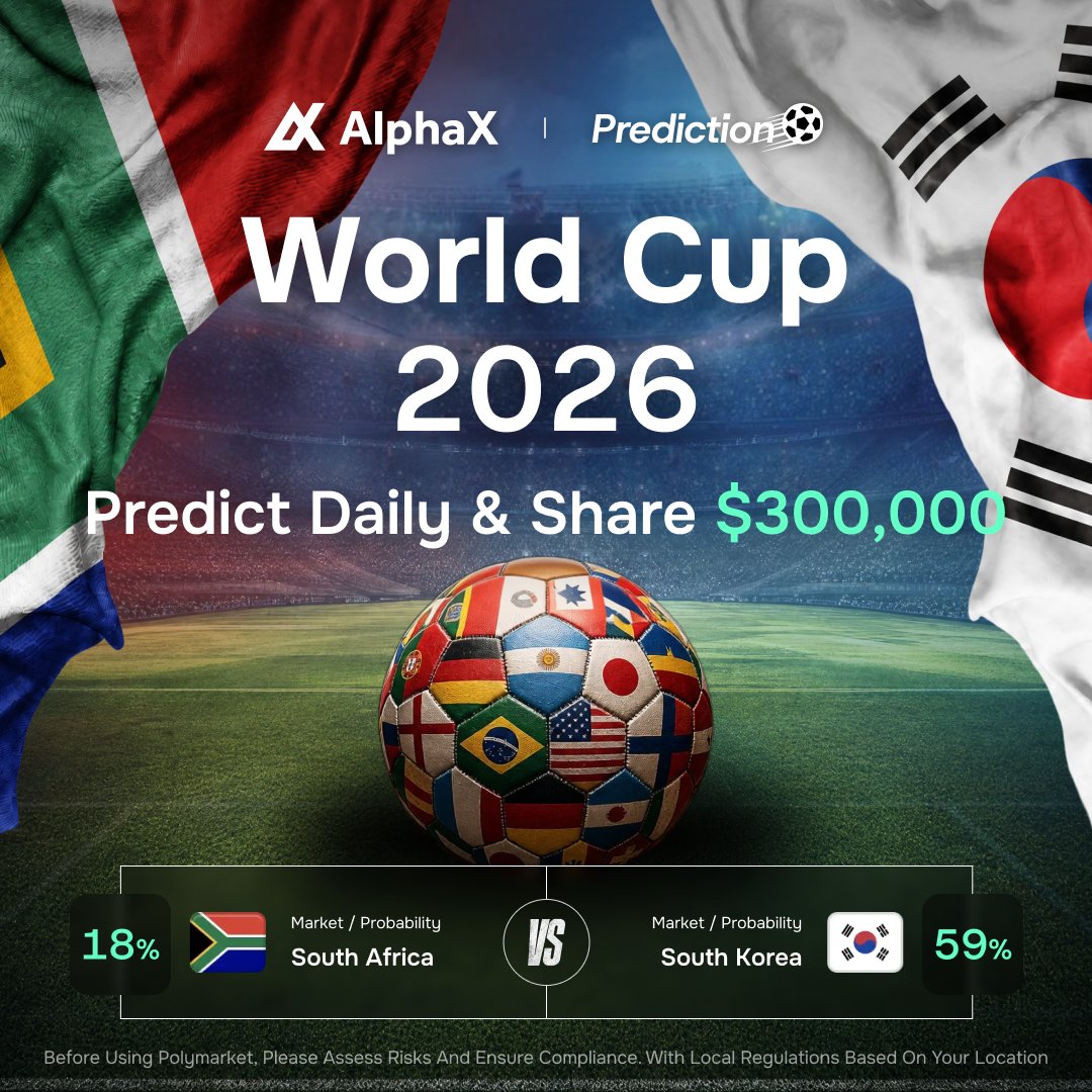 AlphaX_DEX's tweet photo. 🇿🇦 South Africa vs South Korea 🇰🇷

Bafana Bafana's passion against Taeguk Warriors' precision.

🗓 Jun 25 · 01:00 UTC

1️⃣ Follow @AlphaX_DEX
2️⃣ Retweet this post & tag 3 friends
3️⃣ Drop your match prediction screenshot + UID
🎁 10 Winners · 10 USDT each

⚡ https://t.co/0ikY2kjbsR