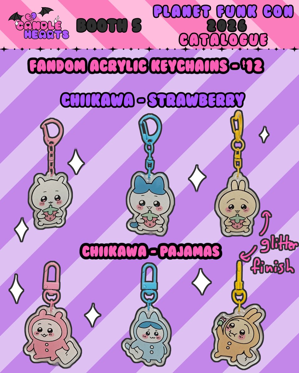 Candleh3arts's tweet photo. my #PlanetFunkCon merch catalogue!! I am sold out of some of the Metalocalypse boys and Gachiakuta is getting low!! 🫣
pt 1 - fandom keychains https://t.co/NmKVLQz1ae