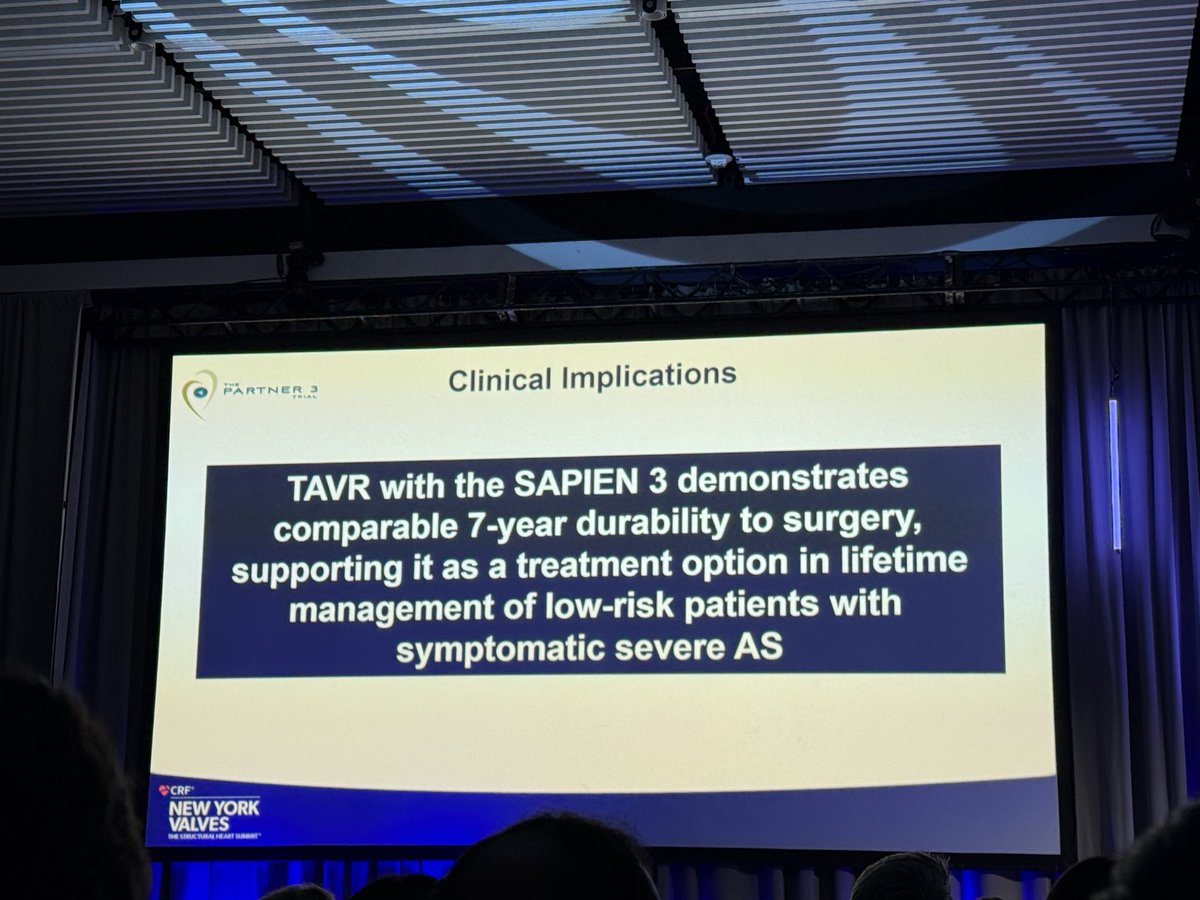 DrOzanDemir's tweet photo. At #NewYorkValves: important 7-year PARTNER 3 follow-up in low-risk severe AS.
🎯 TAVR and SAVR show similar structural valve deterioration and bioprosthetic valve failure rates, with low overall event rates.
🎯Reintervention remains low
#TAVR #SAVR @crfheart @PCRonline https://t.co/rmuPi94DfB