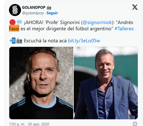 agustinstella's tweet photo. Otras frases célebres de Signorini:

En 2020: "Fassi es el mejor dirigente del fútbol argentino" 

En 2022, "Messi no le vende una estufa a los esquimales" y "No veo los argumentos de Argentina potencia". 

En 2026: "A Messi lo van a olvidar en un segundo" https://t.co/ANM4WotlDj