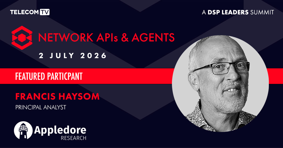 TelecomTV's tweet photo. We’re delighted to announce that Francis Haysom, Principal Analyst at @AppledoreVision, will be participating in this year’s Network APIs & Agents Summit next week on Thursday 2 July.

Francis will join a great lineup of thought leaders to discuss the shift from static APIs to dynamic “intent-driven networking” and outline how multivendor agents can collaborate safely without compromising network reliability.

👉 Sign up to watch the summit, take our poll and submit your question:https://t.co/gWaJVc1CLJ 

#NetworkAPIsSummit #DSPLeaders #AIagents #Telecoms #PhoneNumberAuthentication #NetworkAPIs #APIs