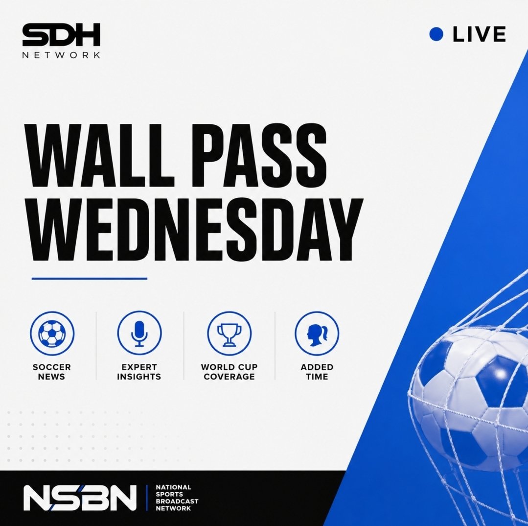 NSBNsports's tweet photo. LIVE NOW on the National Sports Broadcast Network 🎥⚽️
Watch now: https://t.co/Jevdv3GdjI
#WallPassWednesday is underway with sponsorship and marketing insights ahead of the World Cup, Cupdates, morning soccer news, and more from the Soccer Down Here crew.
#Soccer #WorldCup https://t.co/tpx9Fn1W71