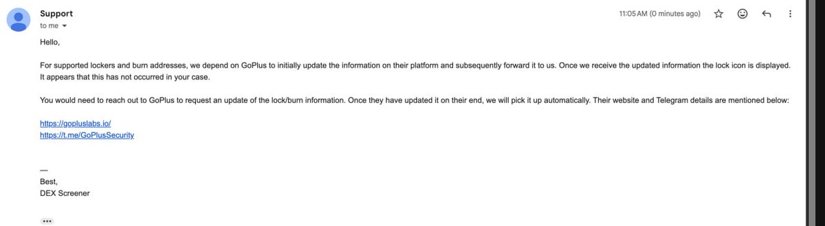 Tensor_GPU's tweet photo. Update on the DEX liquidity display issue.

We heard back from DEX Screener. The lock and burn info needs to be updated through GoPlus first once that's done, DEX Screener picks it up automatically.

We're reaching out to GoPlus now to get it resolved. Liquidity is there. This is purely a display issue on the DEX Screener side.

Will update when it's fixed.