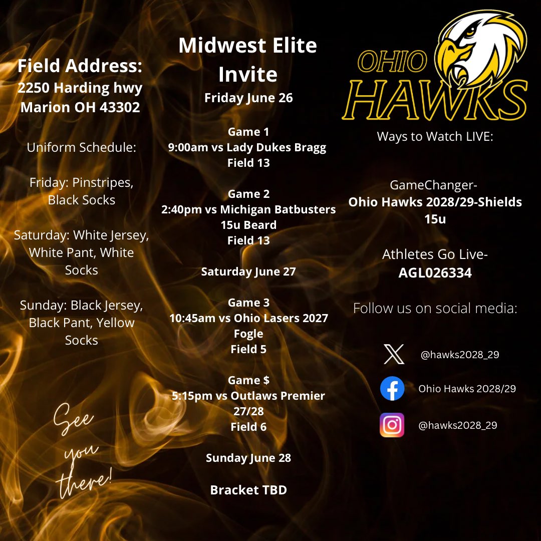 hawks2028_29's tweet photo. Headed down to Marion for the @4_fastpitch Midwest Elite!! Tough competition and great exposure!! Let’s go! https://t.co/6MfkeUqyu3