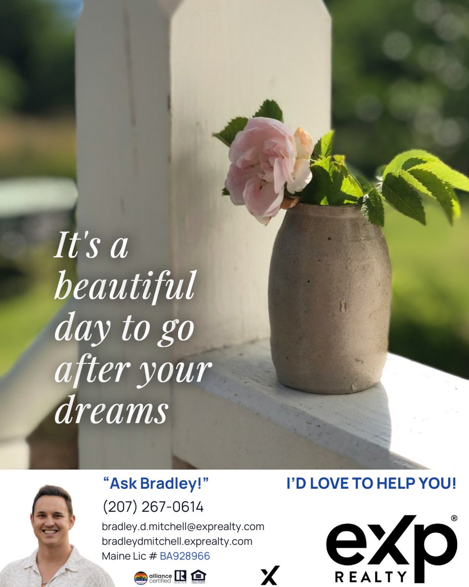 AskBradleyRE's tweet photo. Every day is filled with infinite possibilities. Don’t let the chance of something amazing happening pass you by!

What dream are you chasing today?

#motivationmonday #dreambig #inspiration #AskBradley #MaineRealEstate #YourAgent #eXpAgent https://t.co/SYbxOhawRH