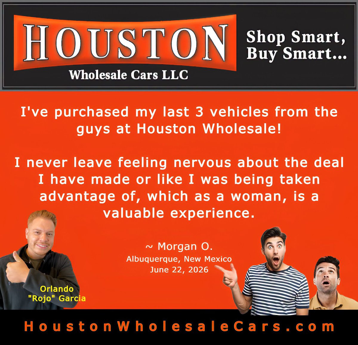 HouWhlseCars's tweet photo. 💯Customer interactions like this are how we’ve built a reputation our community has come to trust. 🙏
.
Thank you Morgan, and safe travels until we see you &amp; your family again.
We ❤️ our community!
.
📣 Se Habla Español 
.
#SaveThousands 
#WeAreNewMexico
#ShopSmartBuySmart https://t.co/7JulCQbaFA
