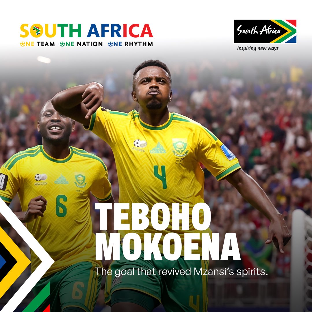 GlobalRSA_'s tweet photo. In one unforgettable moment, he gave a nation something to believe in again. More than just a goal, it was hope, pride, and the fighting spirit of Bafana Bafana written into history.
#Nomakanjani #thisishowwedoit #mzansipride #tebogomokoena https://t.co/MxxxrvVhD5