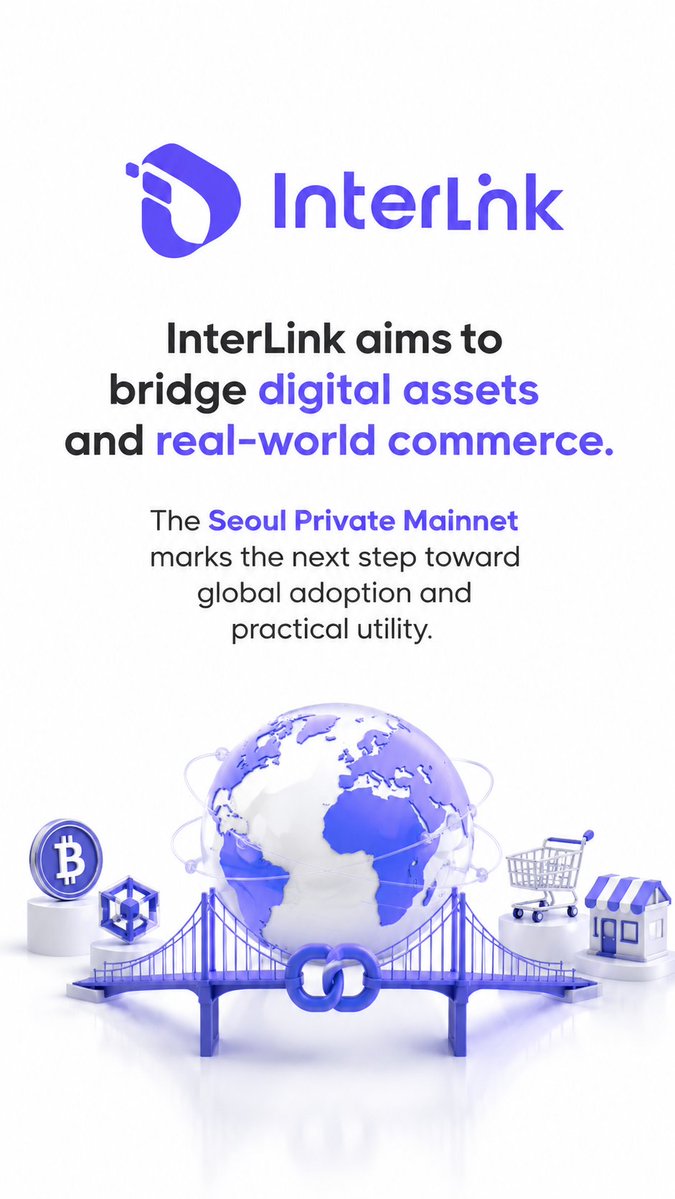 Surjo4771's tweet photo. InterLink aims to bridge digital assets and real-world commerce. The Seoul Private Mainnet marks the next step toward global adoption and practical utility

#InterLink #ITLG #ITL https://t.co/0AkK1AVc2S