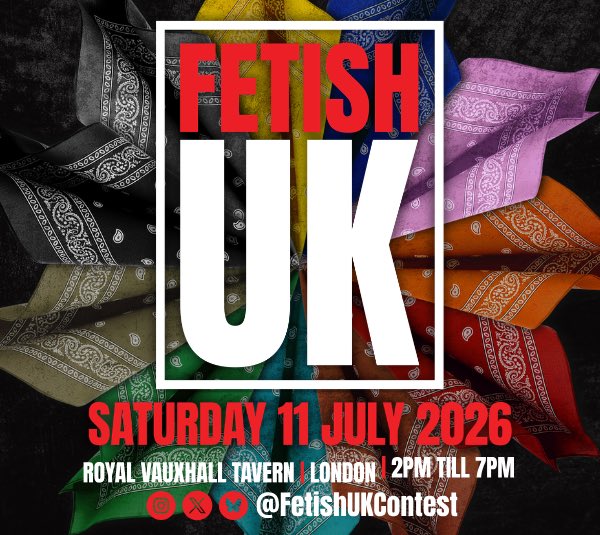 thervt's tweet photo. 🆕 Join us for the inaugural Fetish UK Competition on Sat 11 July . Expect amazing performances from Letitia Delish, Marnie Scarlett &amp; Gio X + fierce competition, audience energy, and a historic moment as the first Fetish UK titleholder is crowned.

🎟️ https://t.co/x04jlN9Bfu https://t.co/yzopXBSDFr