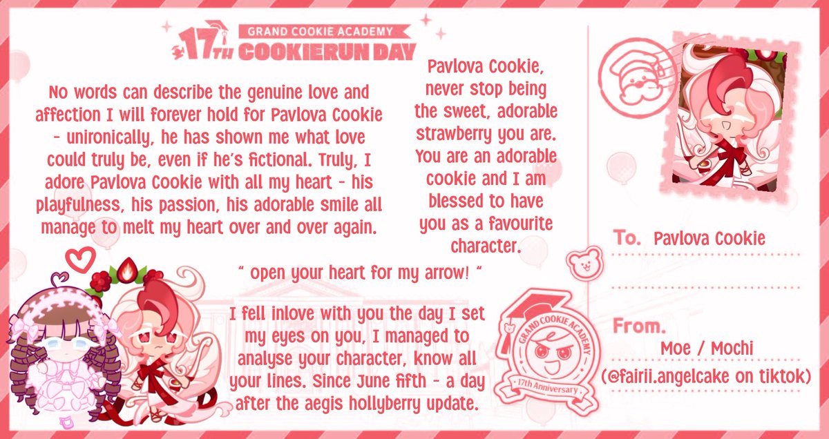 pavlovastrueone's tweet photo. PLEASE CAN WE BOOST MINE TO SEE IF PAVLOVA COOKIE WILL SEE IT? I BEG !! in return i’ll boost yours by replying, reposting and liking! #CookieRun17th_CookieLetter #CookieRun17thAnniversary #GrandCookieAcademy (YES im reposting this to try get more traction HUSHSHSSHSHHS) https://t.co/gZ2Byazr3u