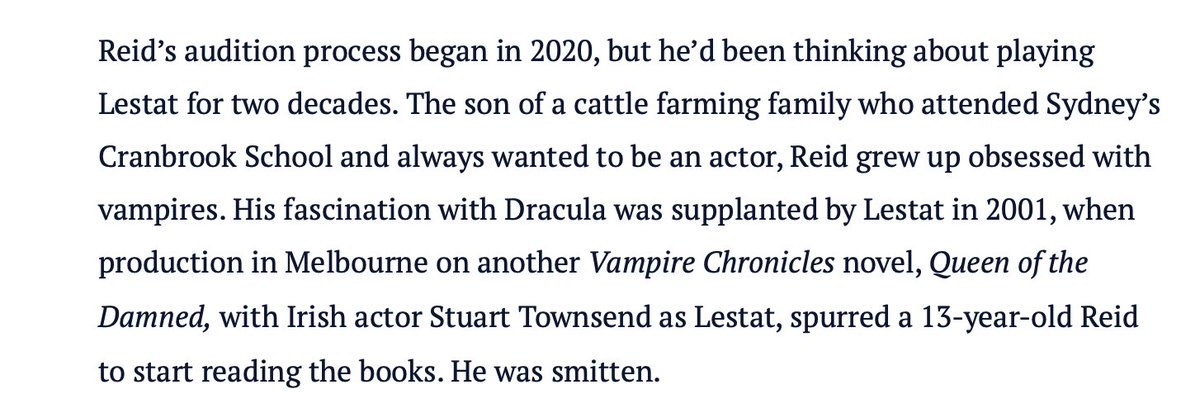 lesbratprince's tweet photo. from being a kid staging vampire plays at home with his big brother, to playing dracula as a teenager in a local theatre, to then discover anne rice because of the qotd movie and now being lestat on the first ever onscreen tvl book adaptation... oh sam reid you were born for this https://t.co/HdJI1mFWhq