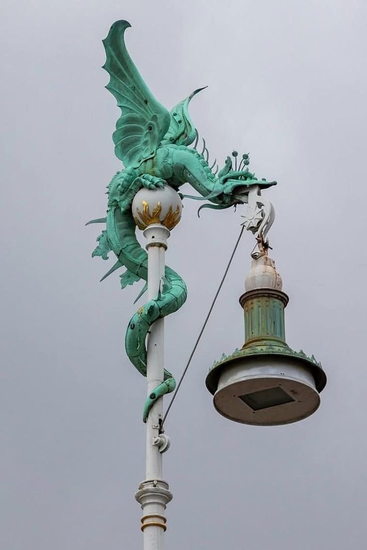 HerodotusWave's tweet photo. Dragon street light located at the Nordre Toldbod waterfront area in Copenhagen, Denmark. https://t.co/cUYAKmPhL7