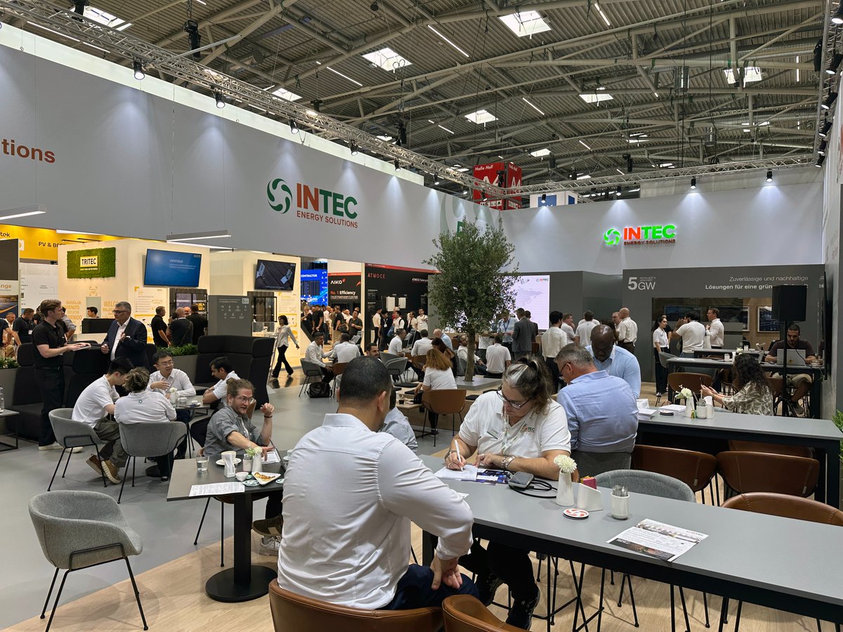 intec_energy's tweet photo. Another exciting day at Intersolar Europe is behind us. We’re inspired by all the conversations, new connections, and valueable discussions about the future of renewable energy. https://t.co/OW1lvzaskc