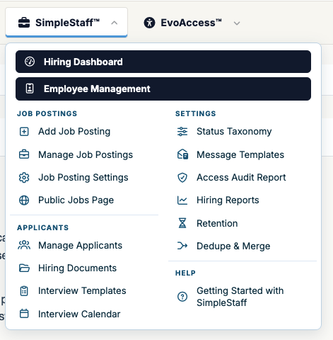 EvoGov's tweet photo. Our new hiring system within our CMS is expanding to be a true HR application for employee management, so we are naming it "SimpleStaff". This app now includes employee management, onboarding workflow, and a lot more. Included in our platform. https://t.co/HxbZPddpby