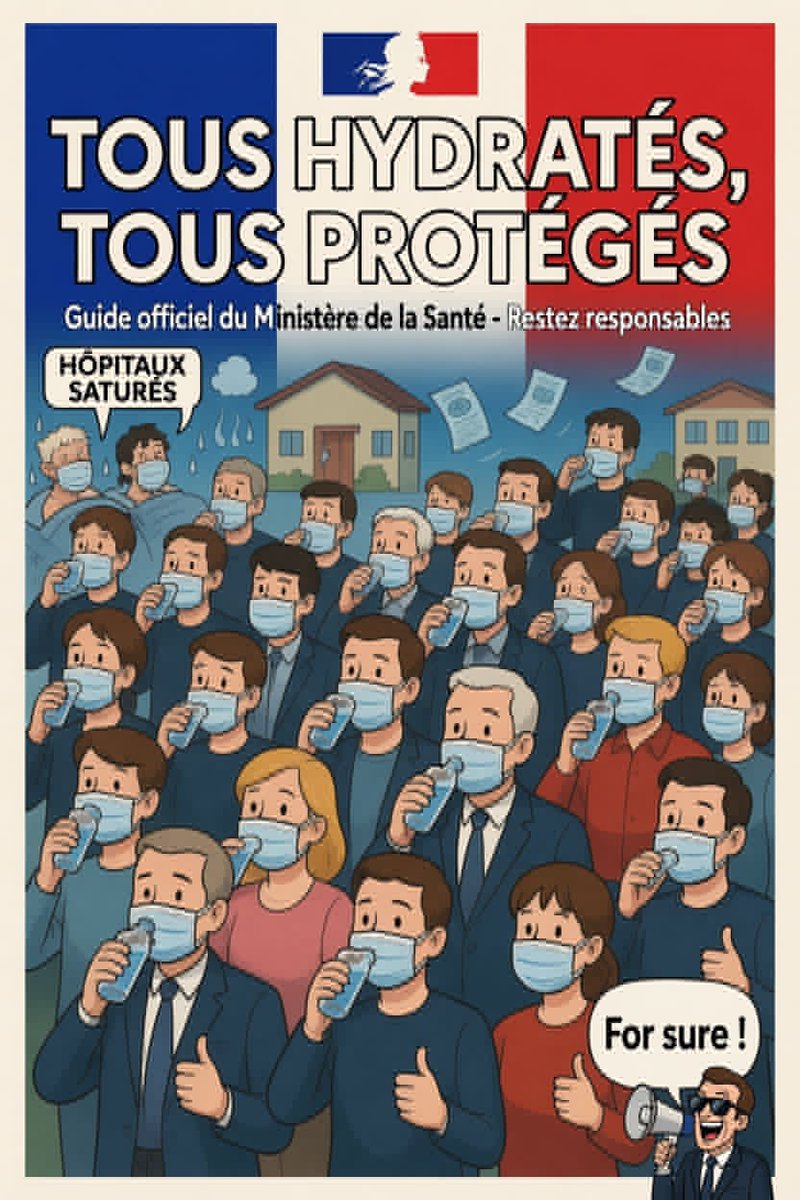 BarneriasPierre's tweet photo. TOUS HYDRATÉS, TOUS PROTÉGÉS
Le nouveau slogan du gouvernement.
Parce qu’après le "Tous vaccinés, tous protégés", ils se sont dit :
"Et si on faisait la même chose mais avec de l’eau du robinet ?"
Pendant ce temps :
Tes gosses cuisent comme des nuggets dans des classes à 38°C
Mamie fond comme un sorbet dans un Ehpad sans clim
Ta facture EDF ressemble à un loyer parisien
Et les hôpitaux sont tellement chauds qu’on y soigne les gens avec des ventilateurs de 2012
Mais surtout… buvez de l’eau, restez hydratés, et TAISEZ-VOUS .
Y’a plus d’argent pour la clim, les hôpitaux, les profs ou vos retraites…
Mais y’en a toujours pour les conneries à l’étranger et les copains du CAC40.
Priorités 2026 :
Faire croire qu’on gère
Vous faire boire de l’eau
Vous faire fermer votre bouche
Merci de votre collaboration citoyenne.
Buvez, transpirez, payez, et surtout : souriez sur la photo