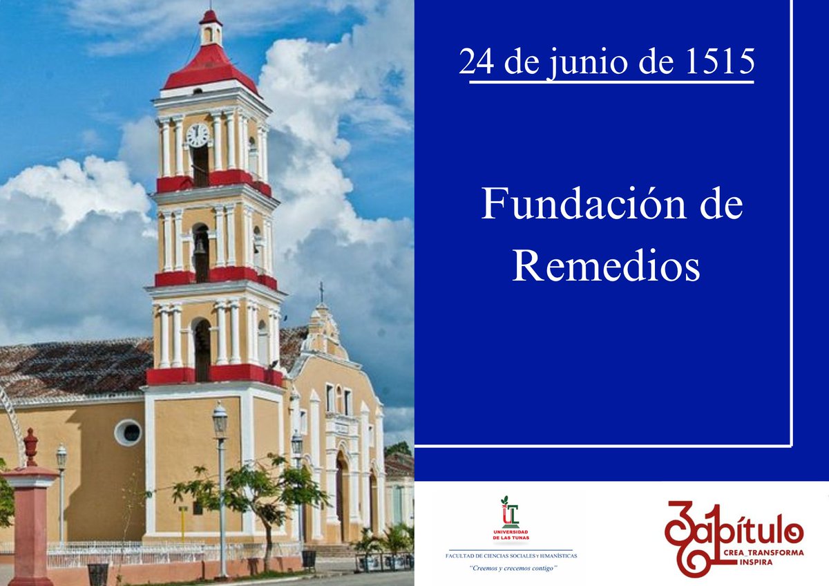 FCSH_ULT's tweet photo. ✨ El 24 de junio de 1515 nació la Villa de Remedios, una de las primeras fundadas en Cuba.  
Más de cinco siglos de historia, cultura y tradición siguen latiendo en su gente y su patrimonio.  

✨Creemos y crecemos contigo✨  
#Remedios #HistoriaCubana #Cuba https://t.co/egzarQRPxx