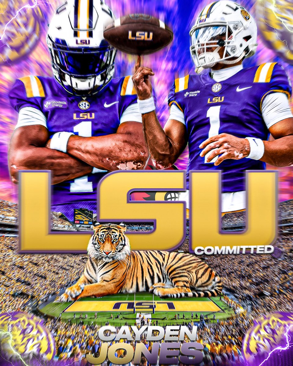 LaneKiffinLvr's tweet photo. 🚨Breaking : 3⭐️ ATH Cayden Jones has Committed to play for #LSU ! He will be eligible for the 2026-2027 season.

The 5”11 ATH was ranked a Top 10 qb in the state of Louisiana this past season. 🐯👀

#JustDifferent #LaneKiffin #LSU https://t.co/gOqWkNBZ0K