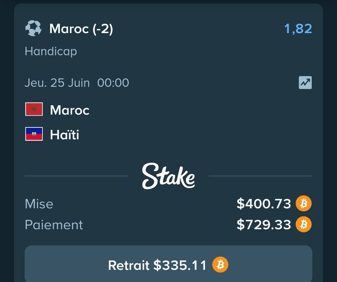 ScoreInsight's tweet photo. 🚨Value du Jour🚨 

Maroc gagne avec handicap -2 face a Haïti 🎯

Côte a 1.82 📈

Mise 400$ 

#FIFAWorldCup #TeamParieur https://t.co/QHgDntfGIx