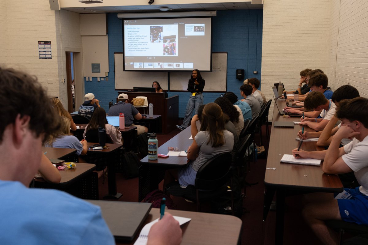 NCSMA's tweet photo. Thank you to @Kendra_Melinda from @OrlandoMagic for talking about the importance of mentorship and her journey from NCSMA to UNC to being a reporter for the NBA, college football and MLB. #CSJC2026 https://t.co/7Jvxih3rvI