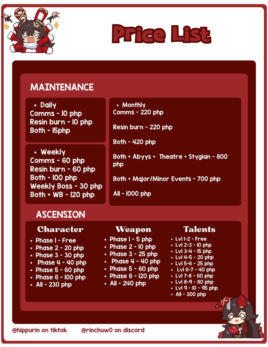 erinxpp's tweet photo. PRICELIST https://t.co/KkoSfmdWsb