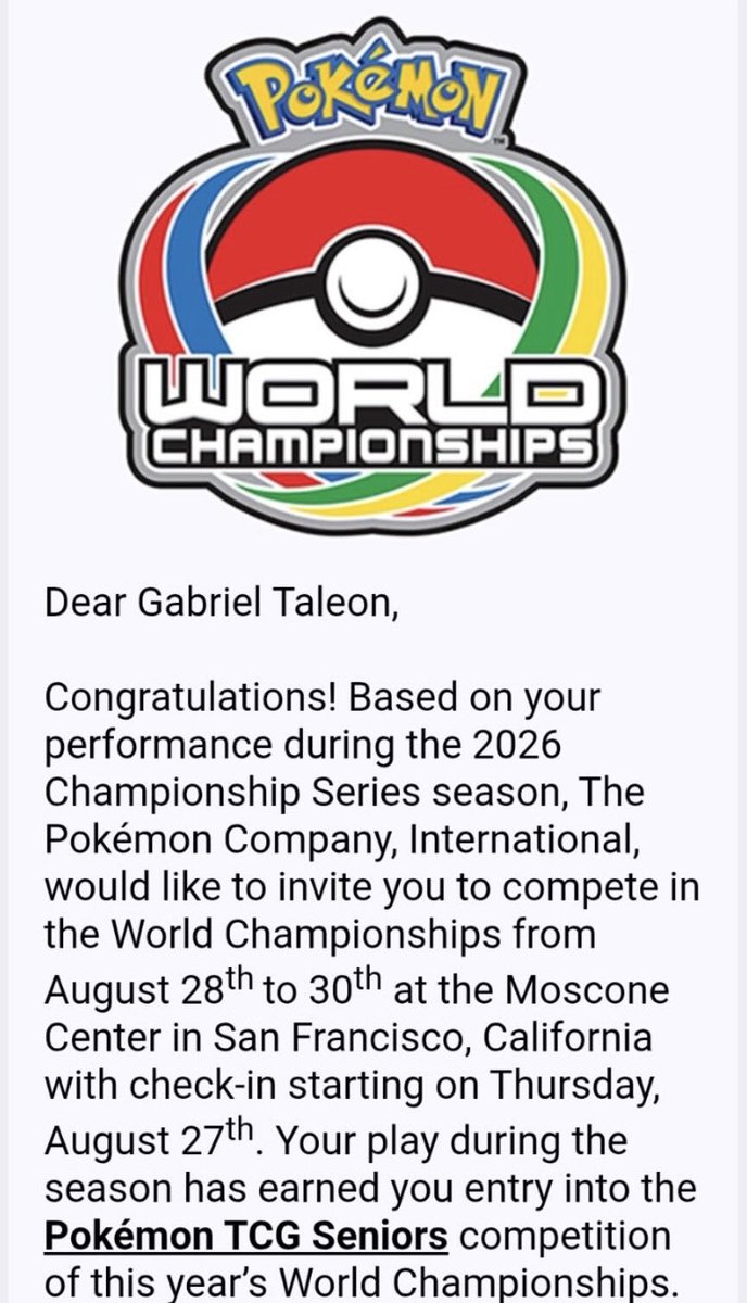 BlastoiseBr_TCG's tweet photo. 💥OFFICIALLY OFFICIAL!!💥 

Congratulations Gabriel on receiving your invite to Pokemon Worlds for the Senior division!! 🎉

We’ll be rooting for you, and we know you’ll do an amazing job not just representing our team but also the U.S! 

@GabrielTal47077 

#pokemonworlds https://t.co/BNMO8hxmzs