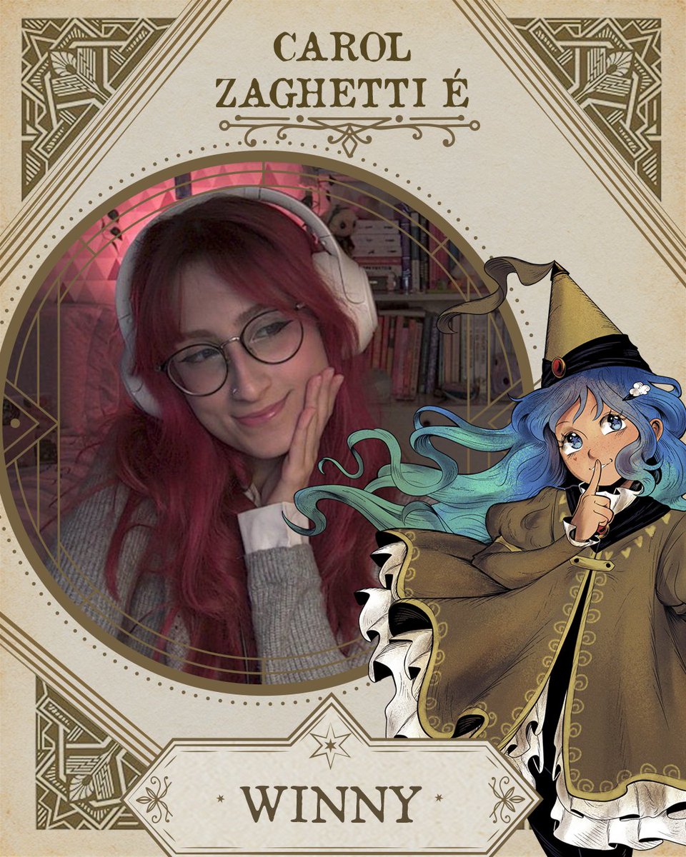 ATavolaProds's tweet photo. Com muita alegria e glitter, Winny espalha a alegria caótica por onde passa.

Interpretada por @carolzaghetti 

#SigiloseGaroa é uma one shot inspirada em Witch Hat Atelier jogada no sistema de #EtmosRPG. 

Acontecerá segunda 29/06 às 20h em nossos canais! https://t.co/1ERCcjPZvH